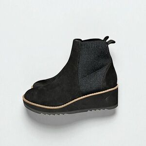 🌻NEW NWOT Eileen Fisher Lilou Nubuck Black EF49084 Knit Chelsea Bootie Size 6.5